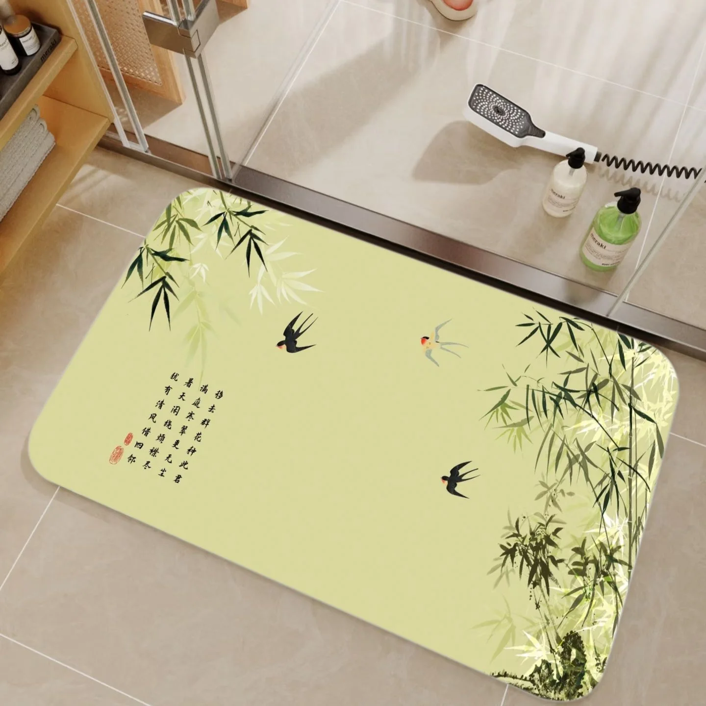 VIKAMA Bamboo & Chinese Callig - Bamboo Bath Mat 评论和价格