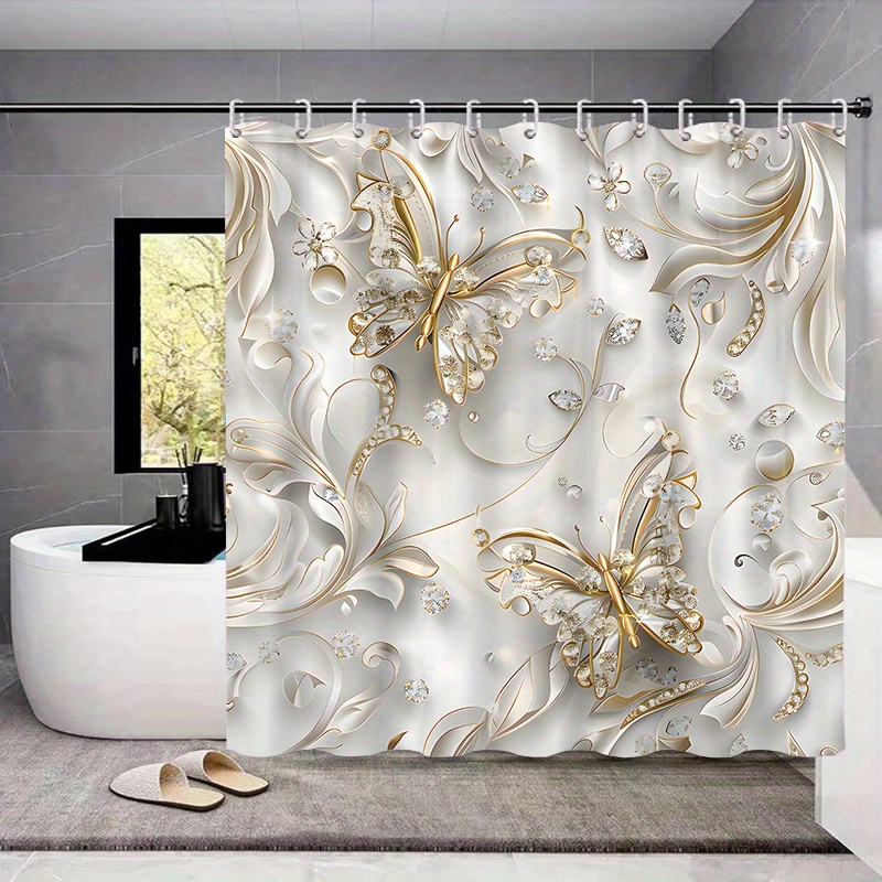 4pcs Elegant Butterfly Shower  - Bamboo Bath Mat 评论和价格