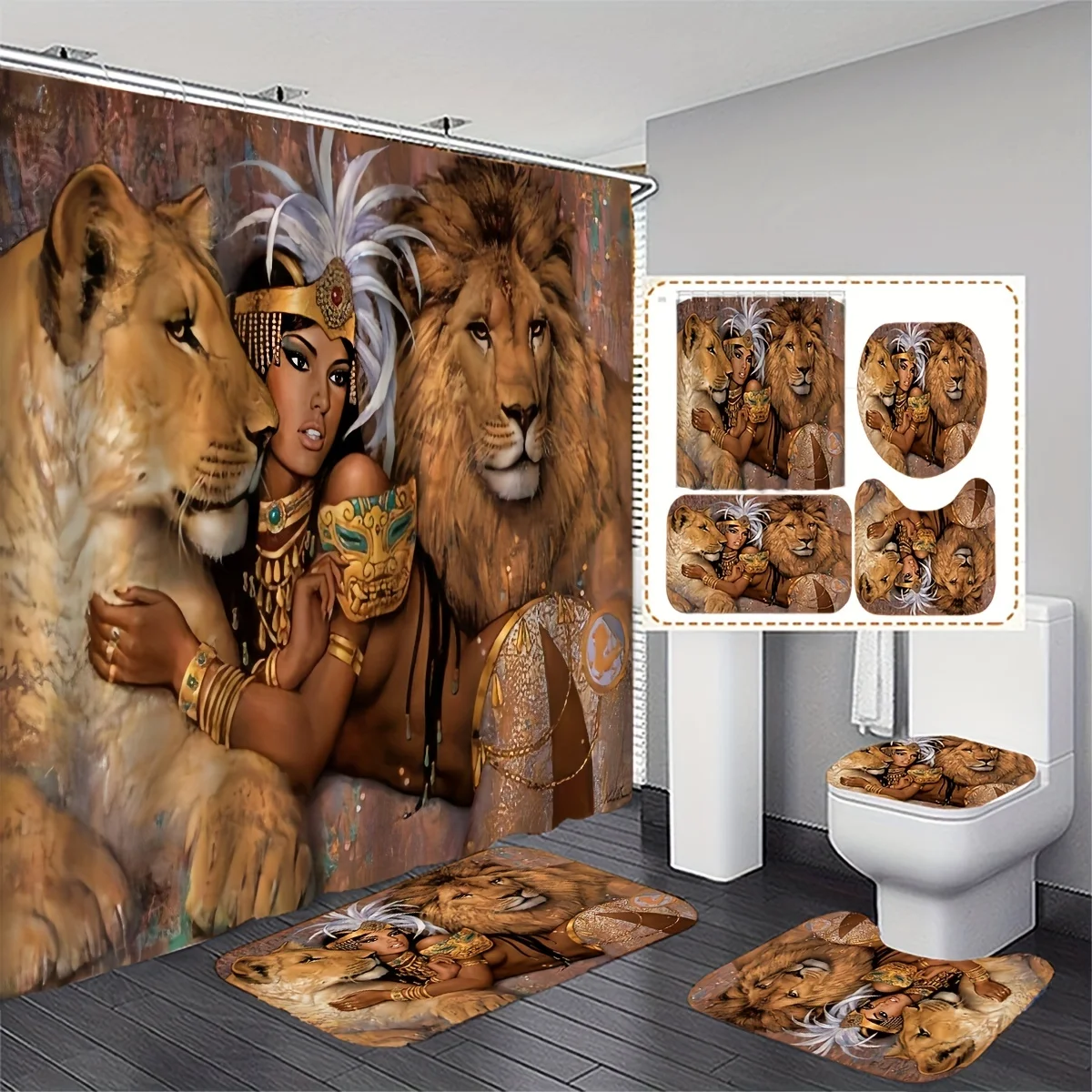 Regal Royal Lion and Queen Maj - Bamboo Bath Mat 评论和价格