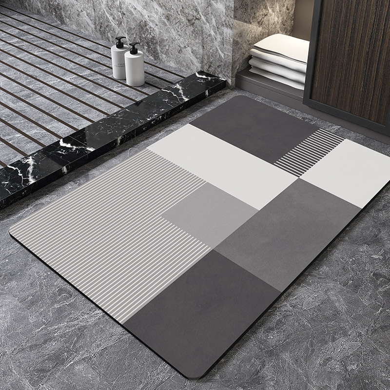 Nordic Geometric Diatomite Bat - Bamboo Bath Mat 评论和价格